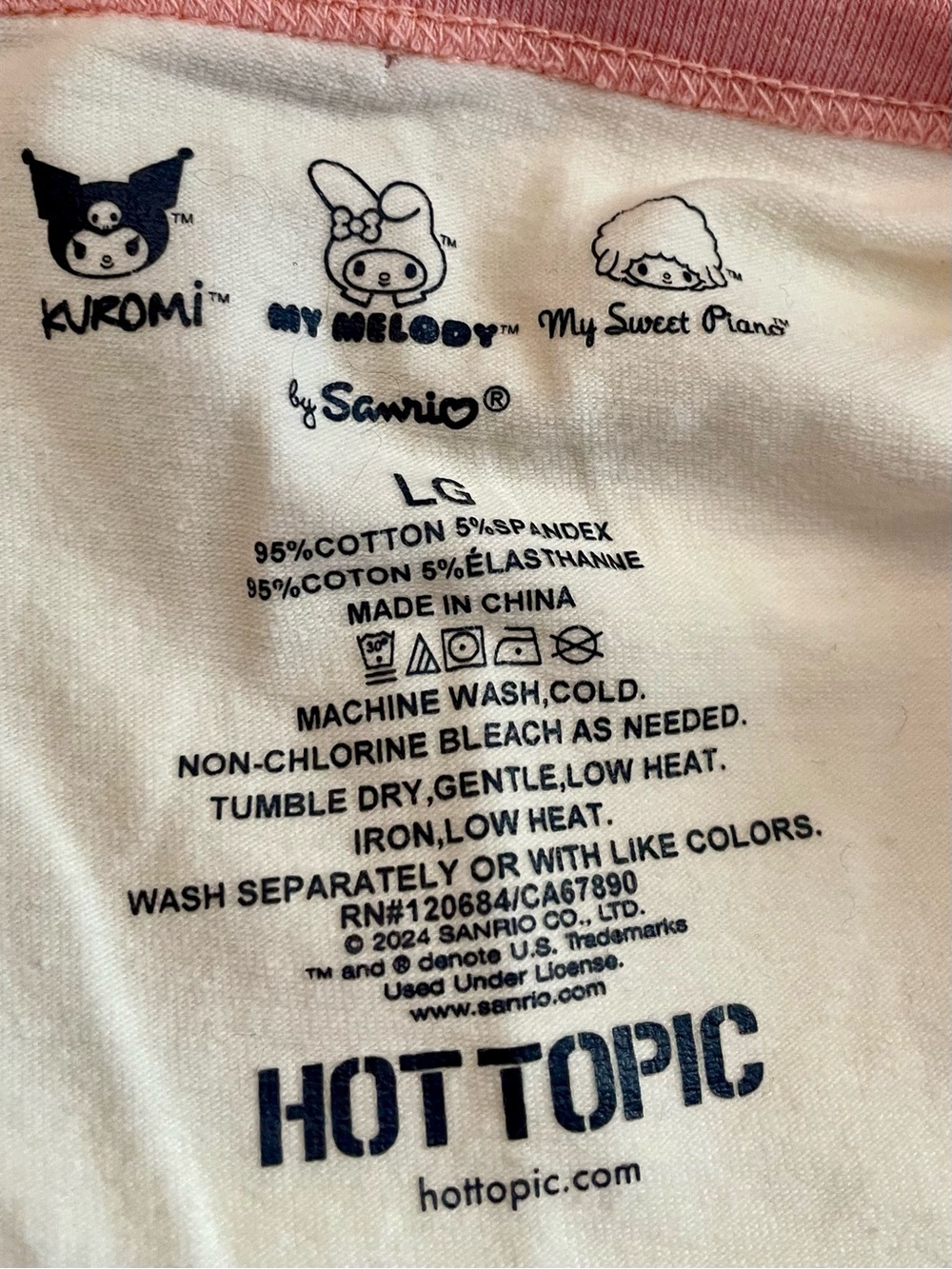 Hot Topic Cream and Pink Sanrio Character Ringer Tee - Picture 4 of 4
